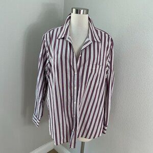 NEW Old Navy Womens Plus XXL Classic Shirt Purple White Striped Button Up Blouse